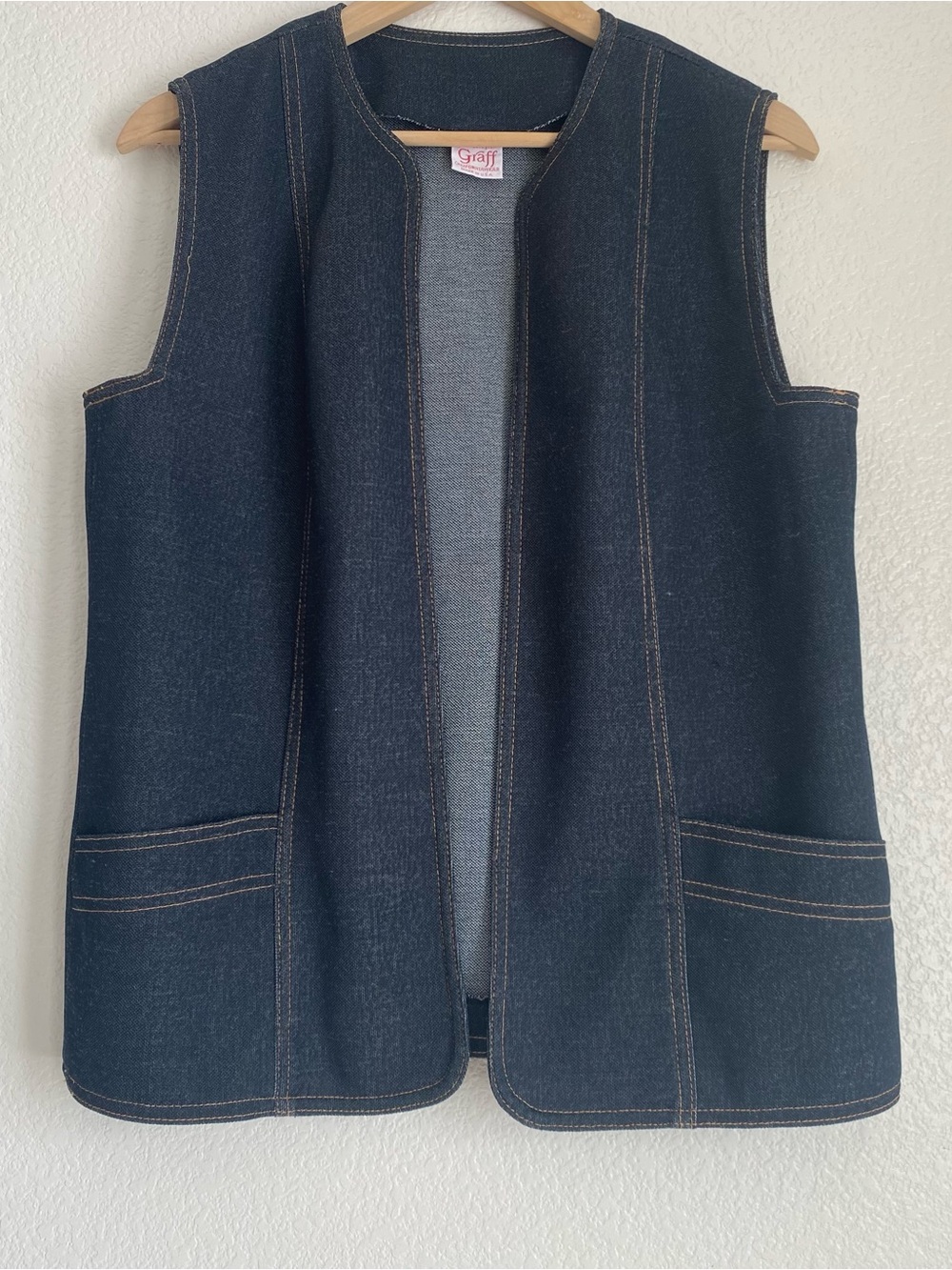 Vintage Graff denim style polyester vest, XL